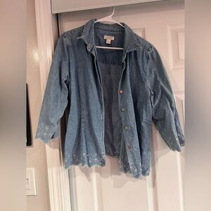 Christopher & Banks Light Blue Jean short sleeve jacket
